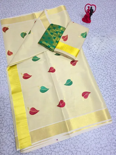 Traditional Onam Kasavu Tissue Saree